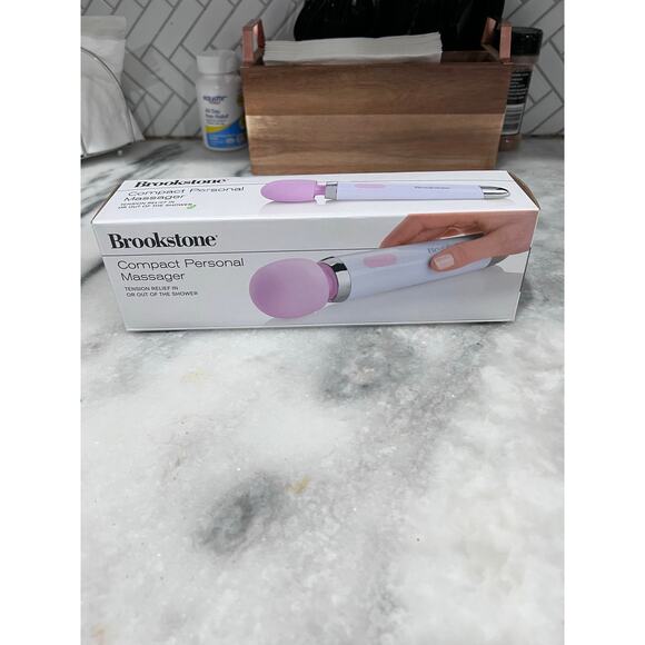 Brookstone Compact Personal Massager Water-Resistant Handheld Pink White - Picture 3 of 10